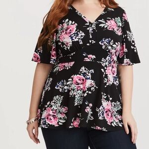Torrid | Floral Knit Blouse | Size 1x